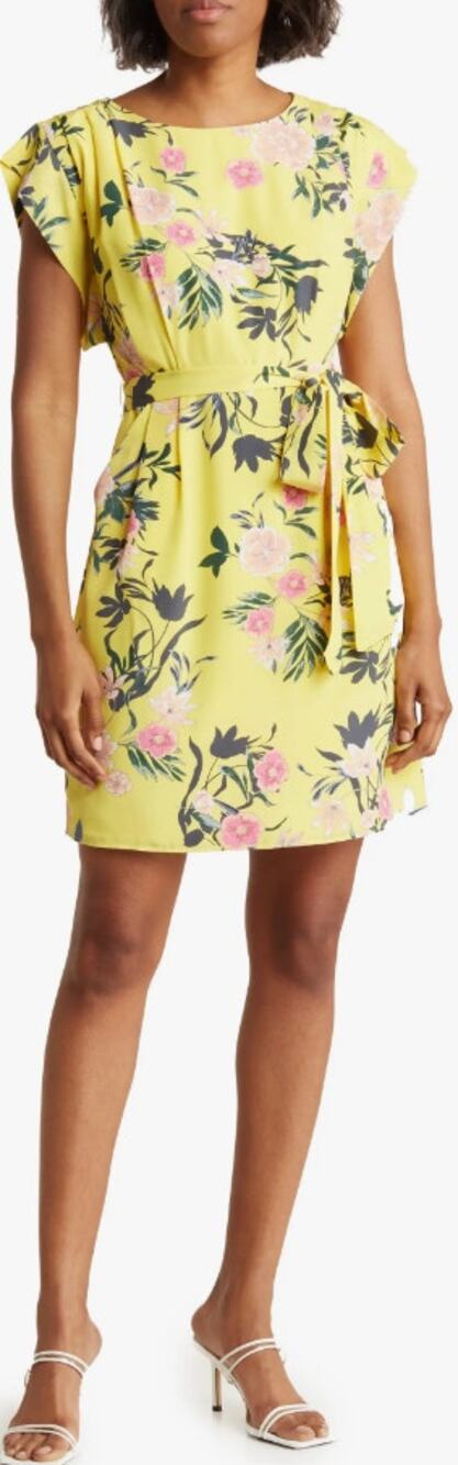 New ~ ELIZA J ~ Spring Floral Cap Sleeve A-Line Dress Size 4